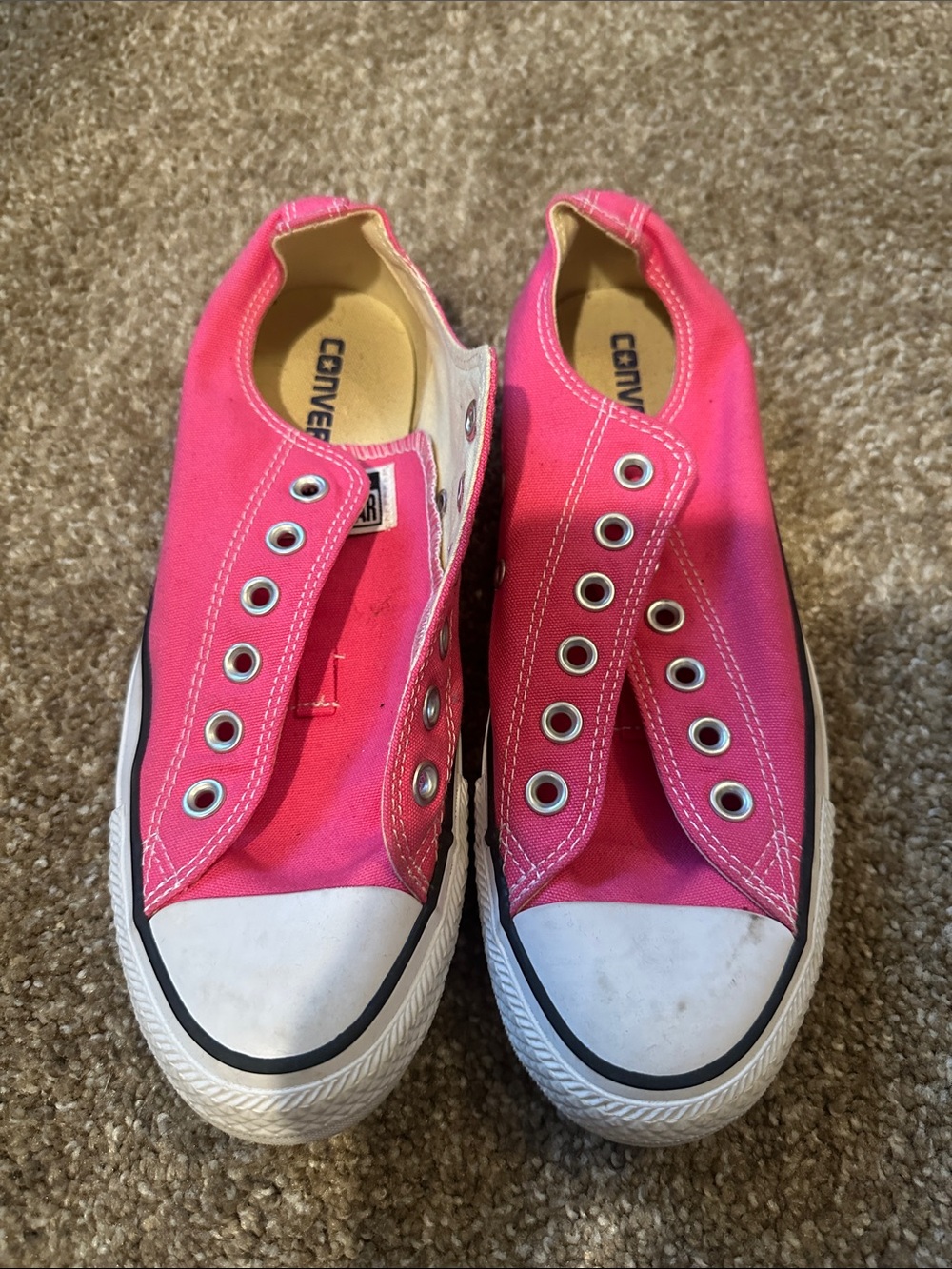 Converse Slip-On Canvas Sneakers in Bright Pink